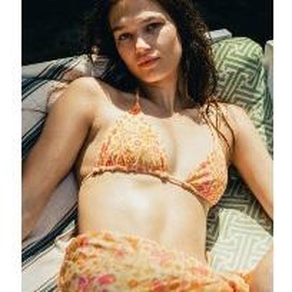 Urban Outfitters Out from Under Daisy Triangle Bikini Top Yellow Pink Sz Med